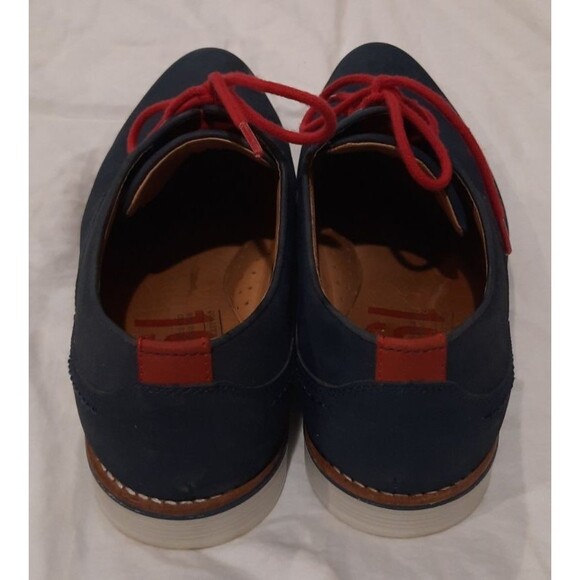 1901 Saddle Shoes Oxford Leather Suede Lace Up Derby Navy Blue & Red Mens 11.5 main image 11